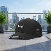 Casquette de course personnalisée avec logo, séchage rapide, 6 panneaux, maille respirante, légère, en polyester découpé au laser, ajustable, vierge, vente en gros