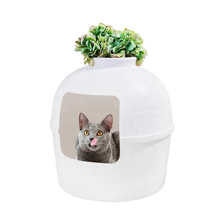 Multifonctionnel Caché biodégradable En Plastique Chat Litière Plateau avec Planter sert Meubles De Chat Nid