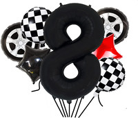 Ensemble de ballons en film d'aluminium à thème de voiture de course noire pour décorations de fête d'anniversaire pour adultes et enfants
