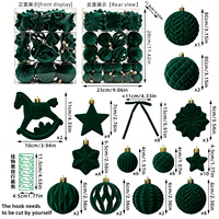 Lot de boules de Noël vintage en velours floqué multi-tailles avec nœud pour décoration de table, petit sapin, fenêtre de maison