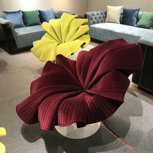 Poltrona Girevole di Lusso a 360°, Sedia Moderna di Design a Forma di Petalo in Velluto per Salotti di Ville <span class=keywords><strong>e</strong></span> Residenze di Lusso - Product Image 4