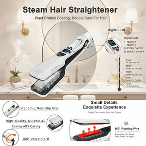 <span class=keywords><strong>Piastra</strong></span> <span class=keywords><strong>per</strong></span> <span class=keywords><strong>Capelli</strong></span> Professionale <span class=keywords><strong>a</strong></span> <span class=keywords><strong>Vapore</strong></span> in Ceramica con Riscaldamento Rapido <span class=keywords><strong>a</strong></span> 230℃, <span class=keywords><strong>per</strong></span> Uso su <span class=keywords><strong>Capelli</strong></span> Bagnati e Asciutti - Product Image 3