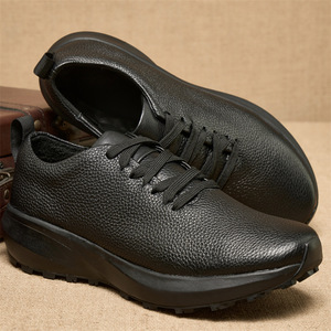 Chaussures habillées en cuir véritable à bout rond, lacées, semelle extérieure en caoutchouc, imperméables, pour le bureau et la carrière, toutes saisons - Product Image 1