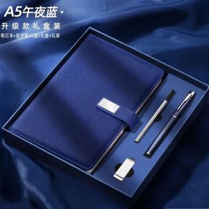 Custom Logo Blue Black PU Leather Magnetic Notebook Box Gift Set A5 <b>Journal</b> Luxury Diary Business Corporate Gift Set With Pen - Product Image 5