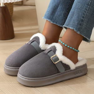Nouvelles <span class=keywords><strong>mules</strong></span> à plateforme pour femmes 2026, style Boston, en daim, doublées de fourrure chaude, avec bride à boucle, pour l'intérieur et l'extérieur - Product Image 4
