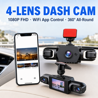 Caméra de tableau de bord HD 1080P de haute qualité à 4 objectifs, Wifi, DVR de voiture 4-en-1, caméra avant et arrière pour véhicules - Vente en gros usine