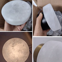 Applique Murale LED Ronde en Marbre Naturel et Fer, Lumière Chaude pour Chambre à Coucher, Chevet, Villa, Cour, Décoration Murale