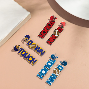 شخصية جديدة تلمس أسفل الأقراط الملونة الترتر رسالة طويلة المجوهرات الرياضية الرجبي الأمريكية لكرة القدم الأقراط انخفاض الاكريليك - Product Image 4