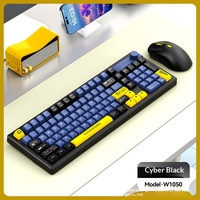 Clavier et souris sans fil 2,4 G rétroéclairés par LED W1050, interface USB, touches colorées 3-en-1, ensemble de bureau pour ordinateur portable et PC de bureau