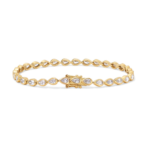 Bracciale Tennis in Ottone Placcato Oro con Zirconia Cubica Taglio a Pera, Gioielli in Zircone Senza Nichel, Produttore Gemnel - Product Image 2