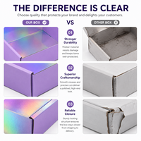Boîte d'expédition en carton ondulé violet de luxe avec logo personnalisé holographique à l'intérieur, emballage écologique