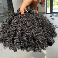 Extensions de cheveux humains vierges brésiliens Remy, bouclés afro 4C, non traités, double tirage, provenant d'un seul donneur, en trame