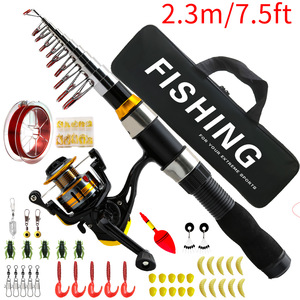 Caña de Pescar Telescópica de 2.1m/2.3m y Carrete de Spinning, Combo Portátil de Viaje, Kit Completo de Pesca con Señuelos - Product Image 4
