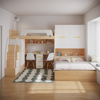 Cama Combinada Multifuncional Tipo Tatami para Niños, Camas Altas y Bajas, Literas Escalonadas, Ahorro de Espacio para Sala de Estar, Dormitorio, Hotel