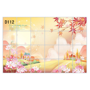 Aixin Kitchen Wall Sticker Flower Pattern Self-Adhesive Oil Proof Waterproof Square Tile Decal - Product Image 5