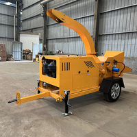 Broyeur de bois diesel multi-usages Broyeur de bois mobile monté sur pneu Broyeur de branches de noix de coco