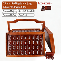 Jeu de Mahjong en Agate Rouge à Approvisionnement Direct, Tuiles Lisses et Polies avec Finition Exquise, Kit de Jeu Manuel, Vente en Gros pour Table d'Intérieur
