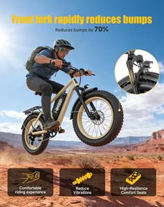 Bicicleta Eléctrica de Montaña HiKeep para Adultos, 750W, para Neumáticos Gruesos de 26" x <span class=keywords><strong>40</strong></span>, Batería de 48V 156Ah, 30MPH, Suspensión Delantera, LCD, Frenos de Disco Dobles - Product Image 5