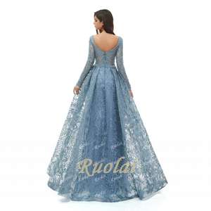 Ruolai LWC8270 <span class=keywords><strong>abiti</strong></span> in rilievo <span class=keywords><strong>da</strong></span> <span class=keywords><strong>sera</strong></span> in cristallo Appliques su <span class=keywords><strong>abiti</strong></span> <span class=keywords><strong>da</strong></span> <span class=keywords><strong>sera</strong></span> a maniche lunghe a rete - Product Image 3