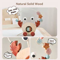 Jouet en bois Montessori en forme de crabe à tirer pour les tout-petits, labyrinthe de perles et hochet éducatif, jouet de marche éducatif en bois