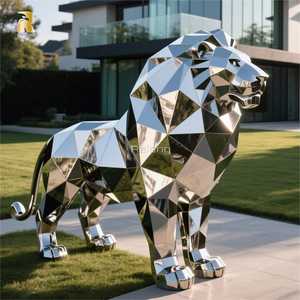 पॉलिश वेल्डेड कारखाने कस्टम स्टेनलेस स्टील कला शेर मूर्तिकला बिक्री के लिए - Product Image 1