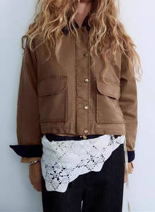 MYST & ZA vêtements pour femmes 2025 été nouveau Simple polyvalent contraste couleur revers <span class=keywords><strong>ciré</strong></span> veste ample manteau 4341776 - Product Image 2