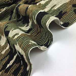 Velour Pleated Woven Combed Bubble <strong>Fabric</strong> Printed <strong>Camo</strong> Plaid Wide-leg Trousers for Girls Autumn/Winter - Product Image 3