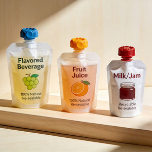 Pochette Doypack Mini 100 ml Personnalisée Imprimée Biodégradable avec Bec Verseur pour Jus de Fruits, Faible MOQ - Product Image 1