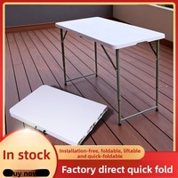 Table pliante en plastique à cadre métallique moulé par soufflage, vente directe usine - Empilable, portable, légère, pour extérieur