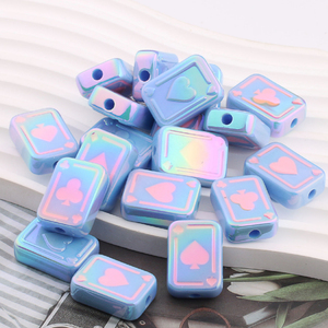 25mm Mignon Carré Acrylique Coloré Coeur Perles Creative Poker Carte Conception pour DIY Stylo Faire Cadeau Accessoires - Product Image 4