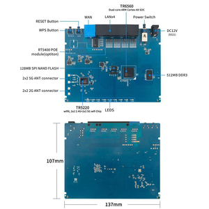 Youyeetoo Banana Pi BPI-Wifi6 6 Router TR6560 + TR5220 SOC Dual Core Cortex A9 <span class=keywords><strong>Intg</strong></span> 5GE PHY RGMII 6 GE MACs Board - Product Image 6