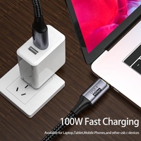 Kabel USB4 Tipe-C 100W PD 40Gbps Pengisian Cepat Berlapis Emas Jaket Nilon Panjang 0.3M-1.2M Garansi 12 Bulan Hard Disk