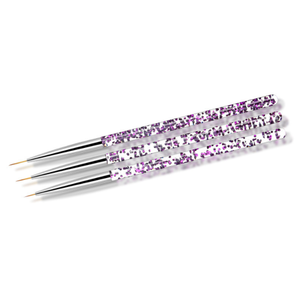 Lot de 3 pinceaux de précision pour nail art, manche plastique violet et bleu, pour détails et peinture, outils de manucure à marque privée - Product Image 3