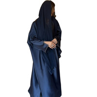 Hafizah 2026 Dubaï – Ensemble Abaya musulmane de luxe en satin multicolore avec surpiqûres contrastées et hijab