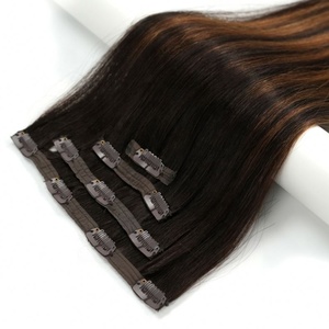 Cheveux indiens épais, extrémités soyeuses, lisses, vierges, non-remy, qualité salon, injection invisible, clip invisible en PU, cheveux à clipser - Product Image 1