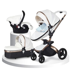 Landau pliable 3 en <span class=keywords><strong>1</strong></span> en cuir PU 360 siège <span class=keywords><strong>pivotant</strong></span> système de voyage bébé Buggy 3 en <span class=keywords><strong>1</strong></span> poussette portable en forme d'oeuf 3 en <span class=keywords><strong>1</strong></span> - Product Image 4