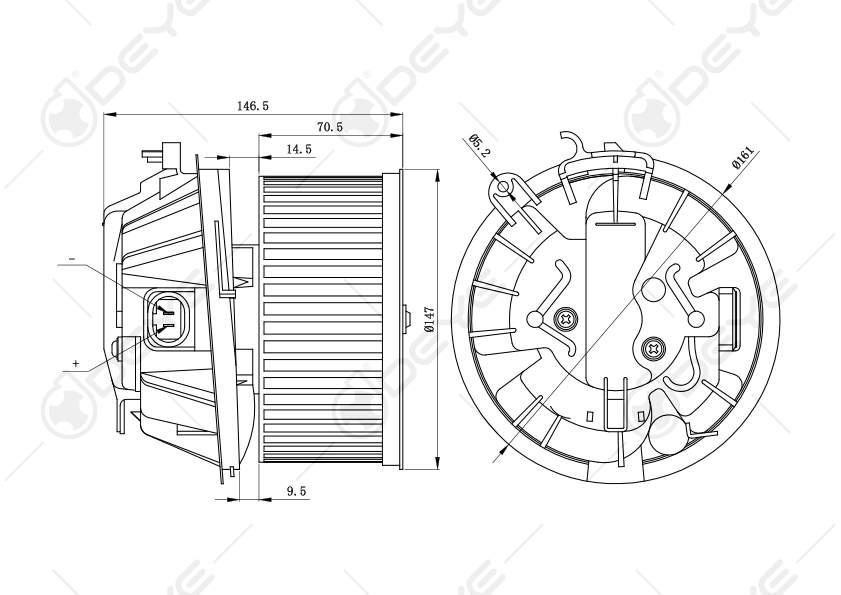 6441.W4 DEYE Auto Blower Motor for CITROEN XSARA PICASSO PEUGEOT 206 Hatchback (1998-) 12V Voltage 24 Month Warranty Auto Parts Image 4