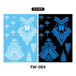 Henna Blue Fluorescent Light Temporary Waterproof Paper Tattoo <strong>Stickers</strong> Sexy Indian Neon Tattoos for Body Face Fashionable - Product Image 5