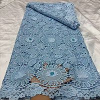 Dentelle africaine haut de gamme soluble dans l'eau, avec appliques en strass et broderies, pour robes de mariée et tenues de soirée, vente en gros