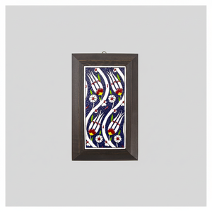 Azulejo Decorativo de Pared de Cerámica Pintado a Mano con Diseño Otomano Lalezar, Enmarcado, 10x20 cm, de Turquía - Product Image 2
