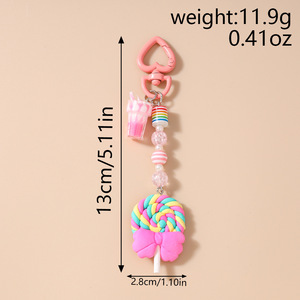 Lindo Llavero de Caramelo de Imitación para Mujeres y Niñas, con Cuentas de Perlas, Colgante Decorativo para Bolsos y Carteras, Joyería, Regalo, Llavero de Piruleta - Product Image 6