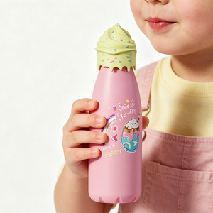 Bouteille d'eau isotherme en acier inoxydable pour enfants avec couvercle en silicone anti-brûlure, étanche, motif animal 3D, gourde thermos - Product Image 3