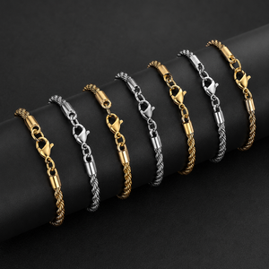 Collier en acier inoxydable torsadé plaqué or 18 carats pour hommes, chaînes de 3 mm, 4 mm, 6 mm, vente en gros de bijoux - Product Image 4