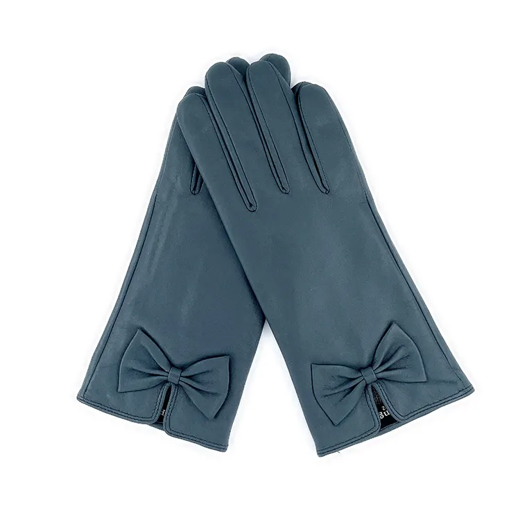 Sarung tangan kulit wanita biru musim dingin penjualan laris 2024