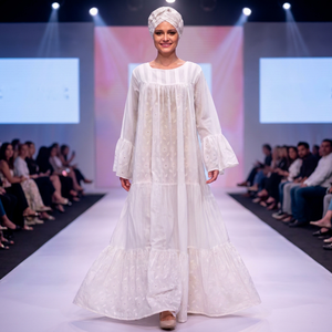 Vestido Kaftán Maxi de Algodón Blanco de Lujo con Bordado, Estilo Africano Dashiki con Encaje Floral y Mangas Abullonadas, Elegante para Ocasiones Especiales - Product Image 6