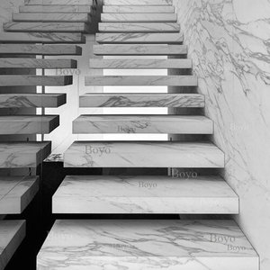 Escalera Flotante de Mármol Grueso de Diseño Minimalista, Escalera Flotante de Mármol <span class=keywords><strong>Blanco</strong></span> Personalizada - Product Image 4
