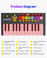 Harga Grosir Keyboard Controller Mini Piano Drum Pad Studio Portable Warna-warni 25 Tombol USB Midi Keyboard
