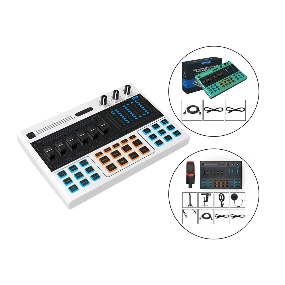 Studio Live Broadcast Singing Speech Multi-Channels Audio Interface Mixer Voice Changer Recording External Usb Sound Card