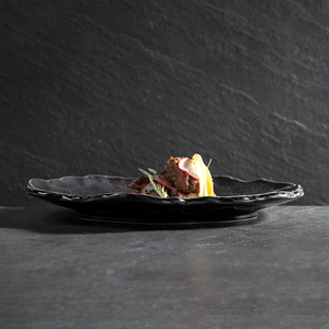 Platos de presentación de comida más vendidos, platos negros brillantes, plato de cena de cupé Irregular creativo de porcelana para buenos <span class=keywords><strong>restaurantes</strong></span> - Product Image 4