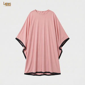 Abaya pour filles en mousseline de soie avec châle, bordure rose et noire, décontractée, idéale pour le printemps, l'été et l'automne - Product Image 3